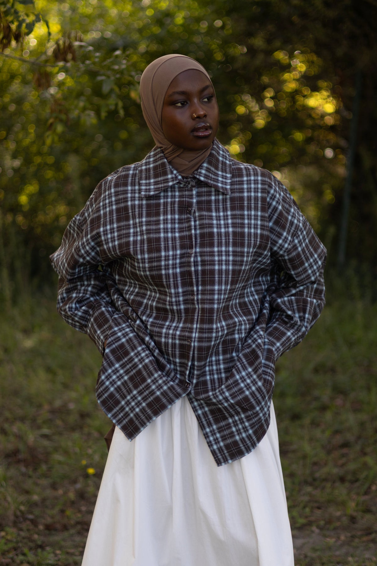 CHEMISE DUNE MARRON/BLEU Mayssa Mastour