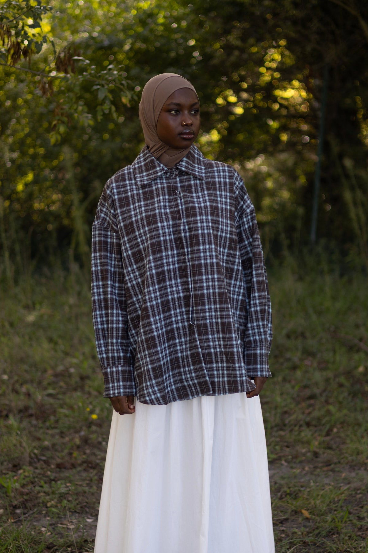 CHEMISE DUNE MARRON/BLEU Mayssa Mastour