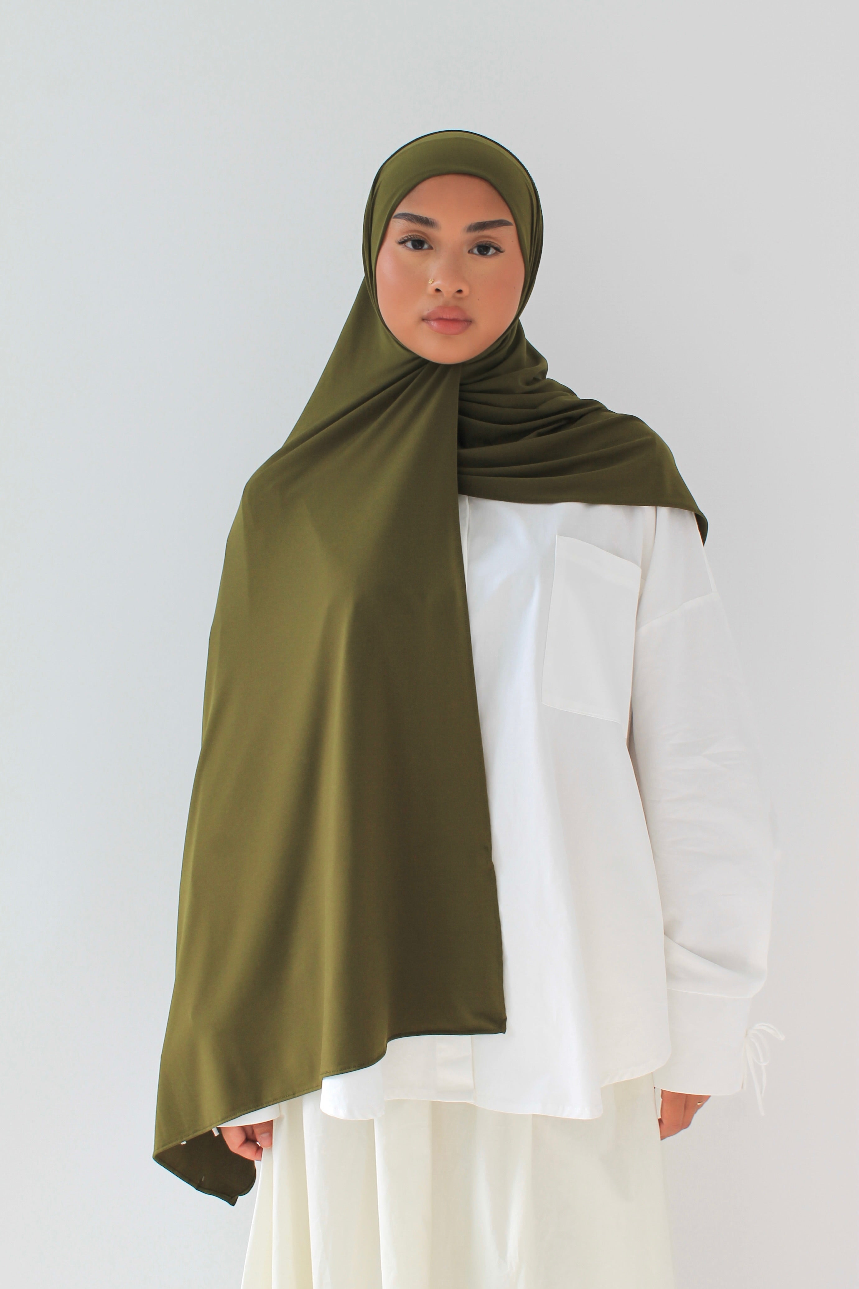 HIJAB JERSEY PREMIUM VERT OLIVE Mayssa Mastour