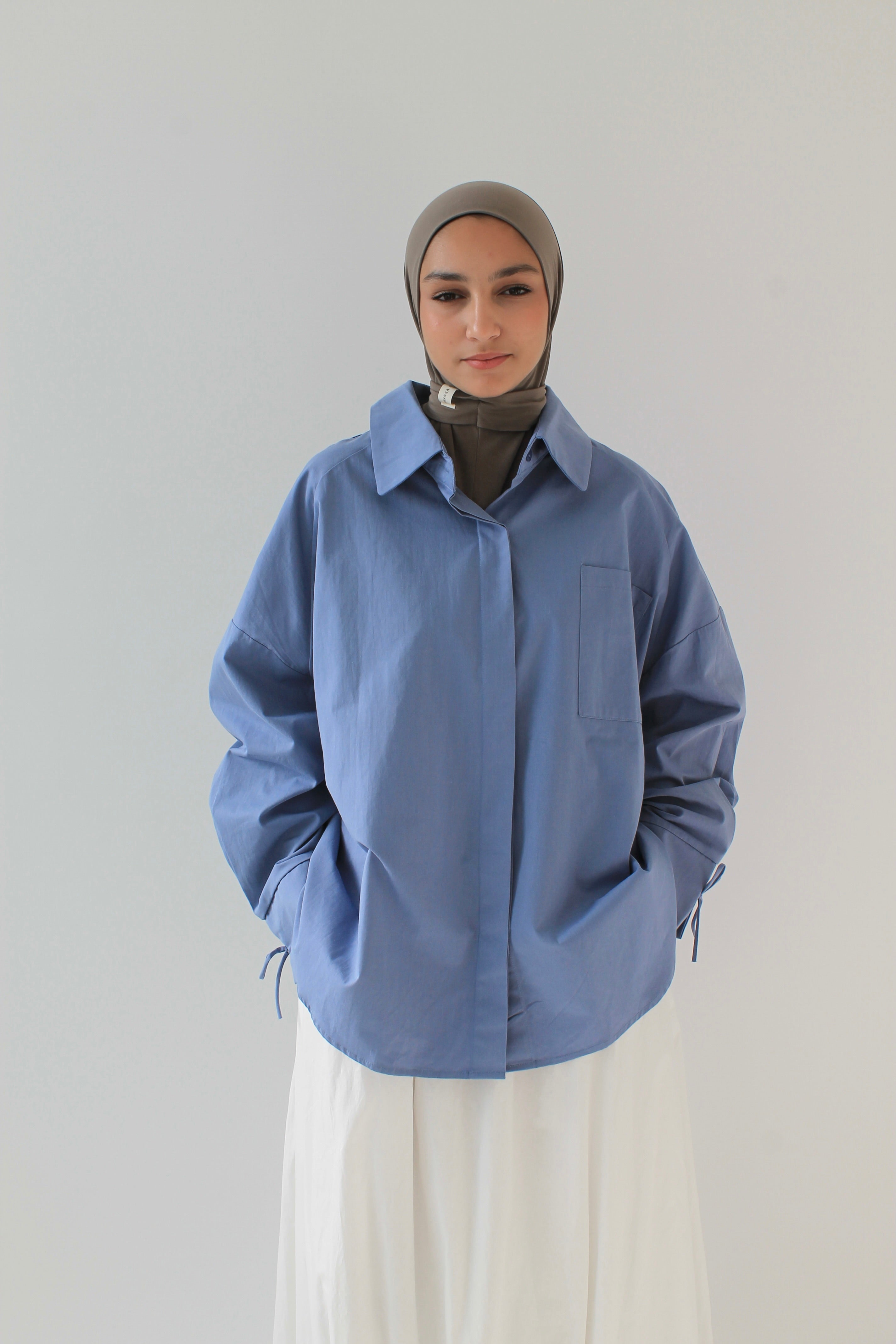 CHEMISE OVERSIZE BLEU OCÉAN Mayssa Mastour