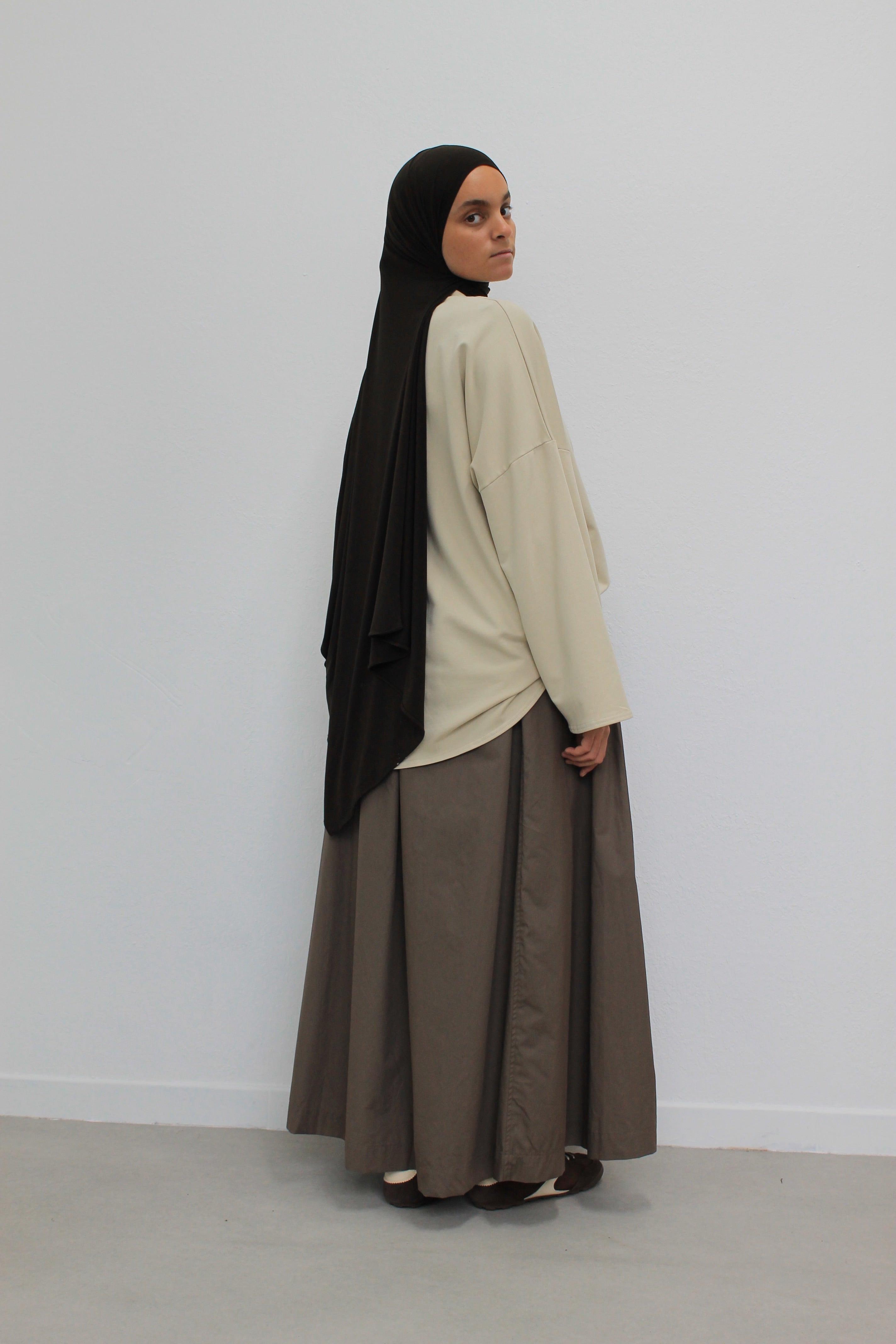 JUPE TRAPÈZE Marron Mayssa Mastour