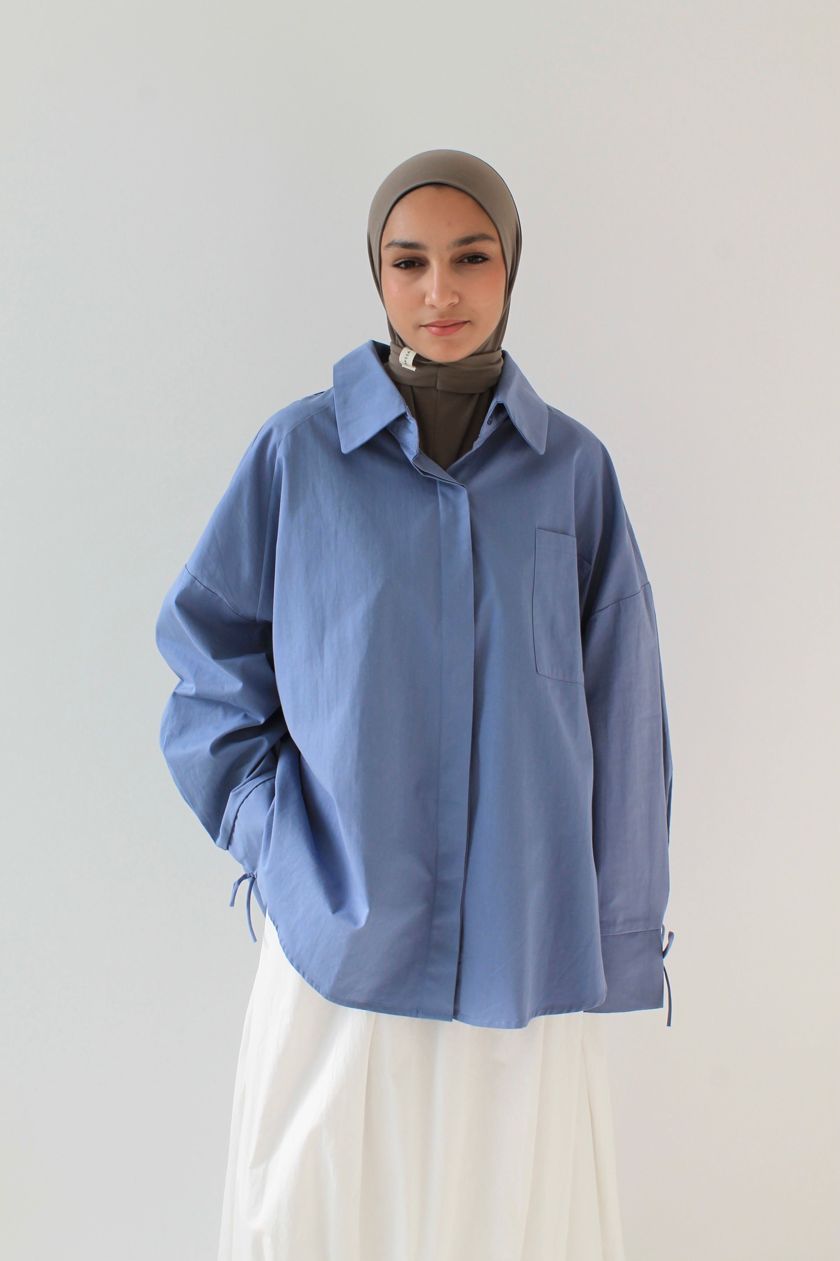 CHEMISE OVERSIZE BLEU OCÉAN Mayssa Mastour