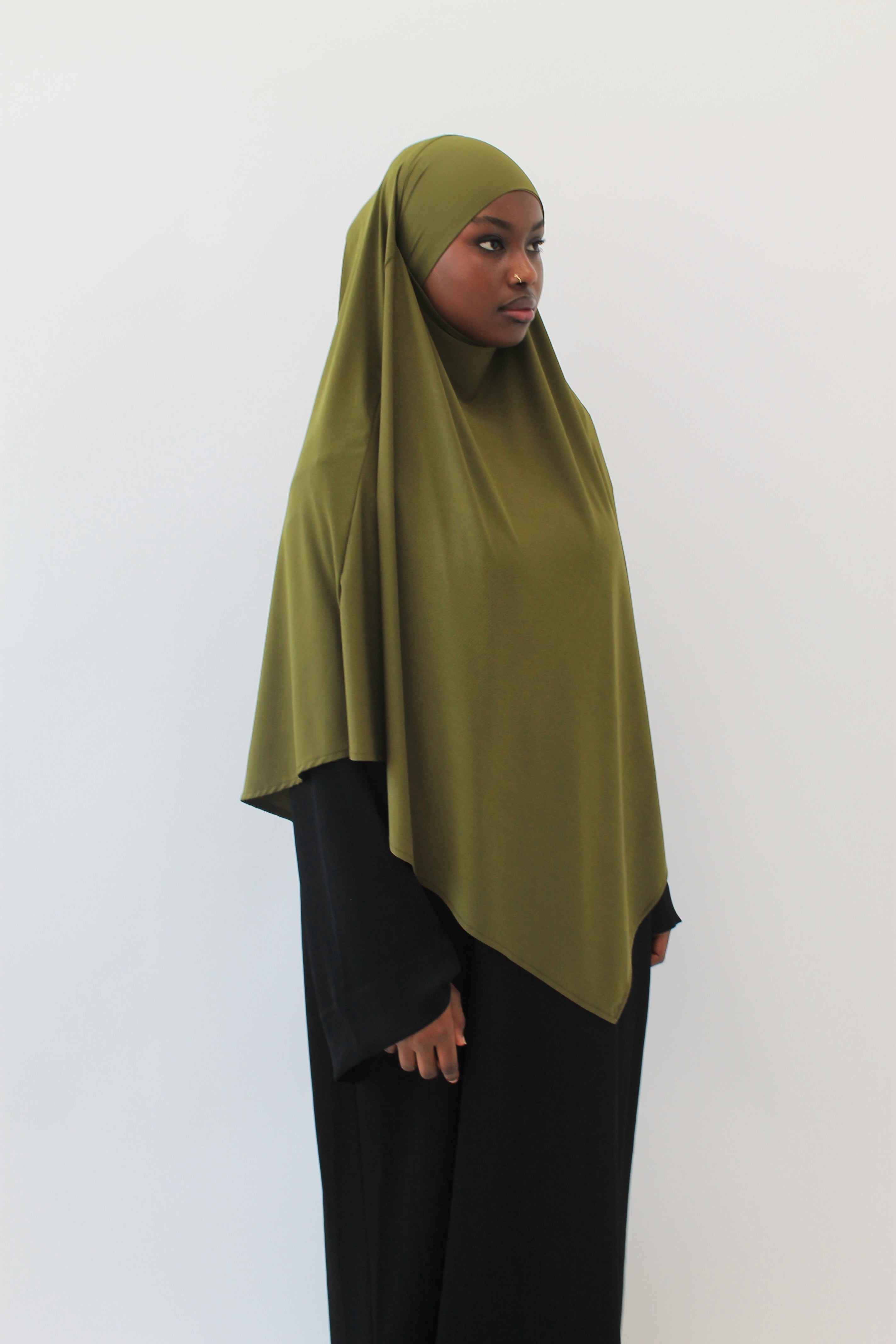 KHIMAR JERSEY PREMIUM COURT VERT OLIVE Mayssa Mastour