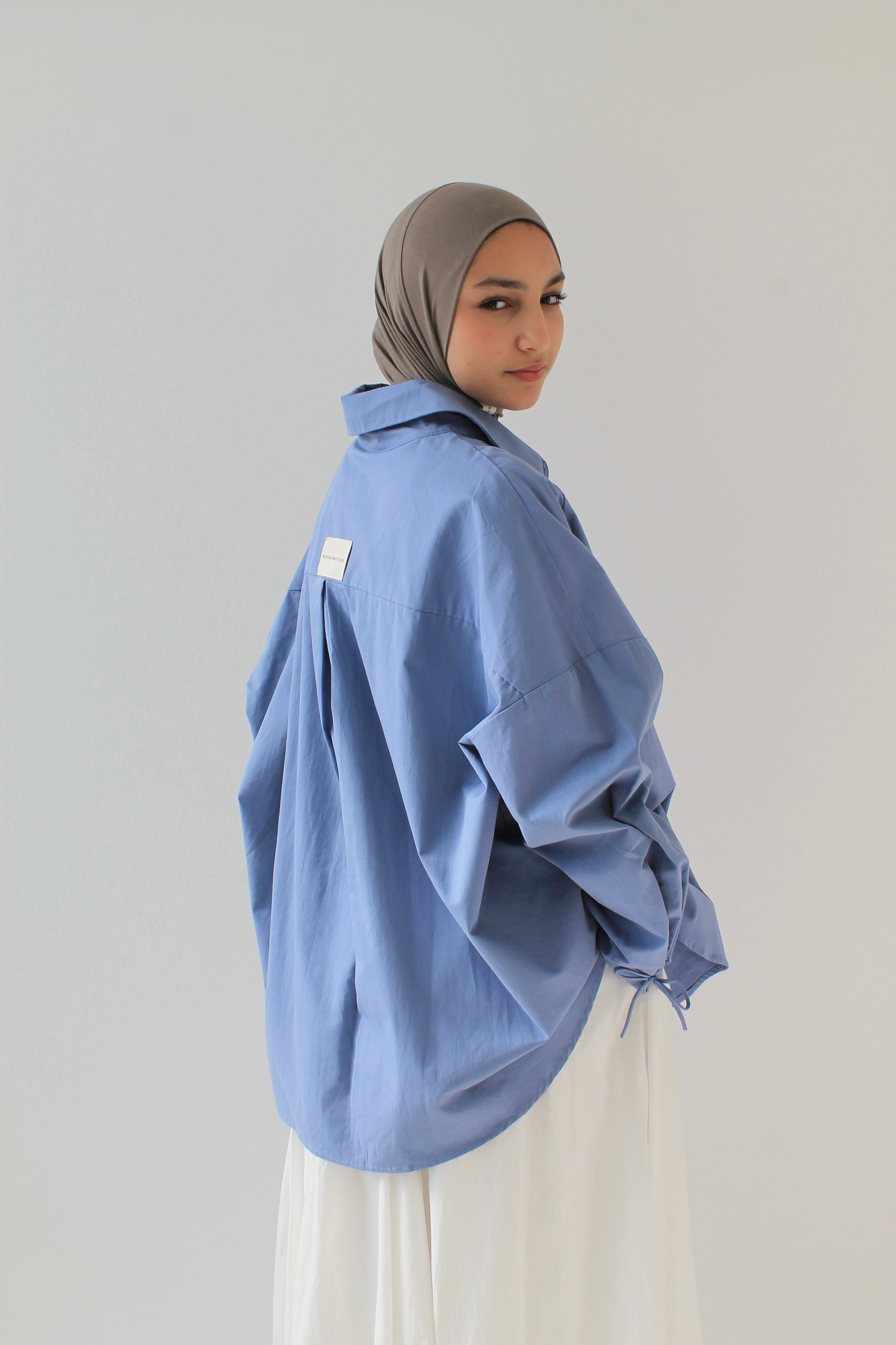 CHEMISE OVERSIZE BLEU OCÉAN Mayssa Mastour
