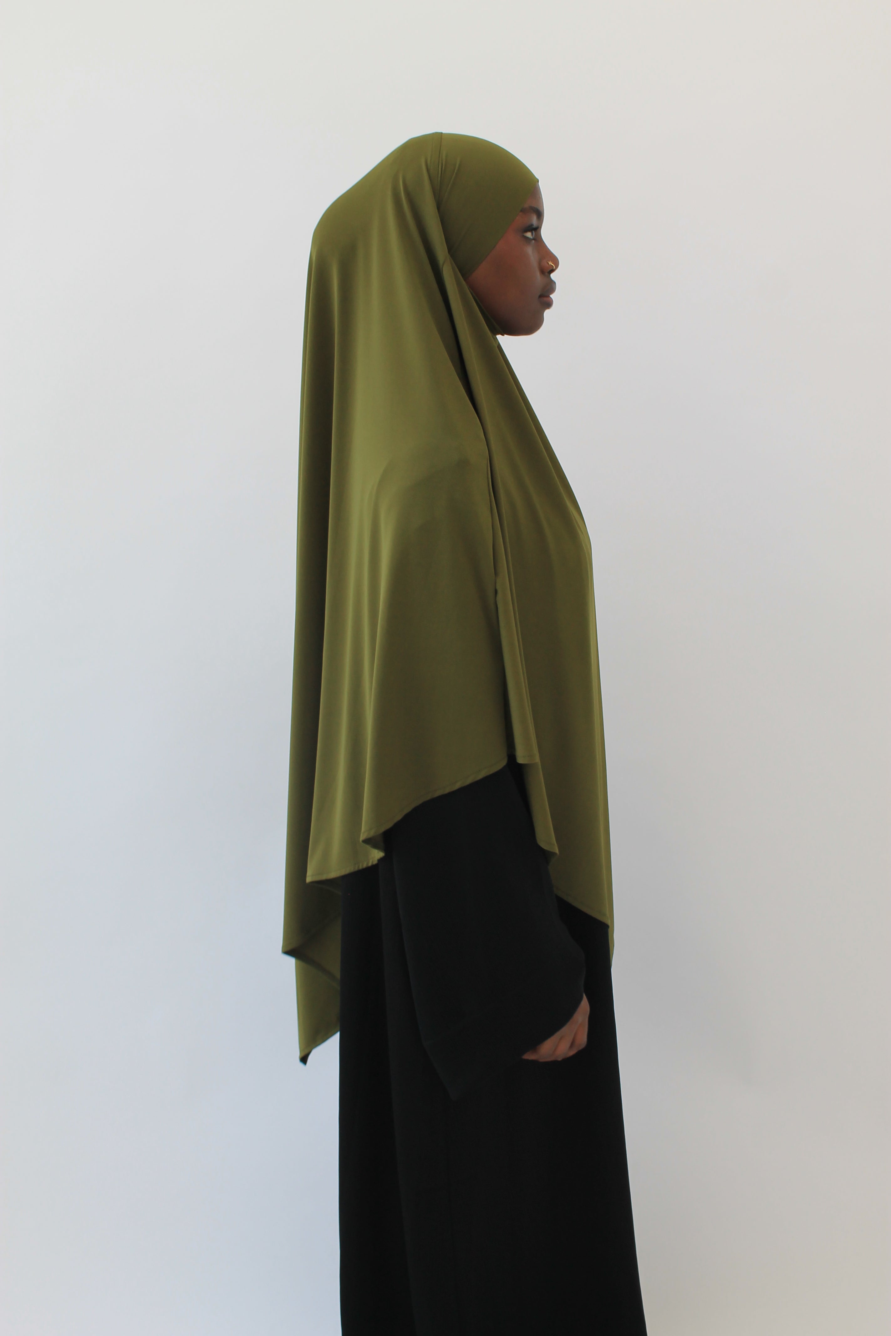 KHIMAR JERSEY PREMIUM COURT VERT OLIVE Mayssa Mastour