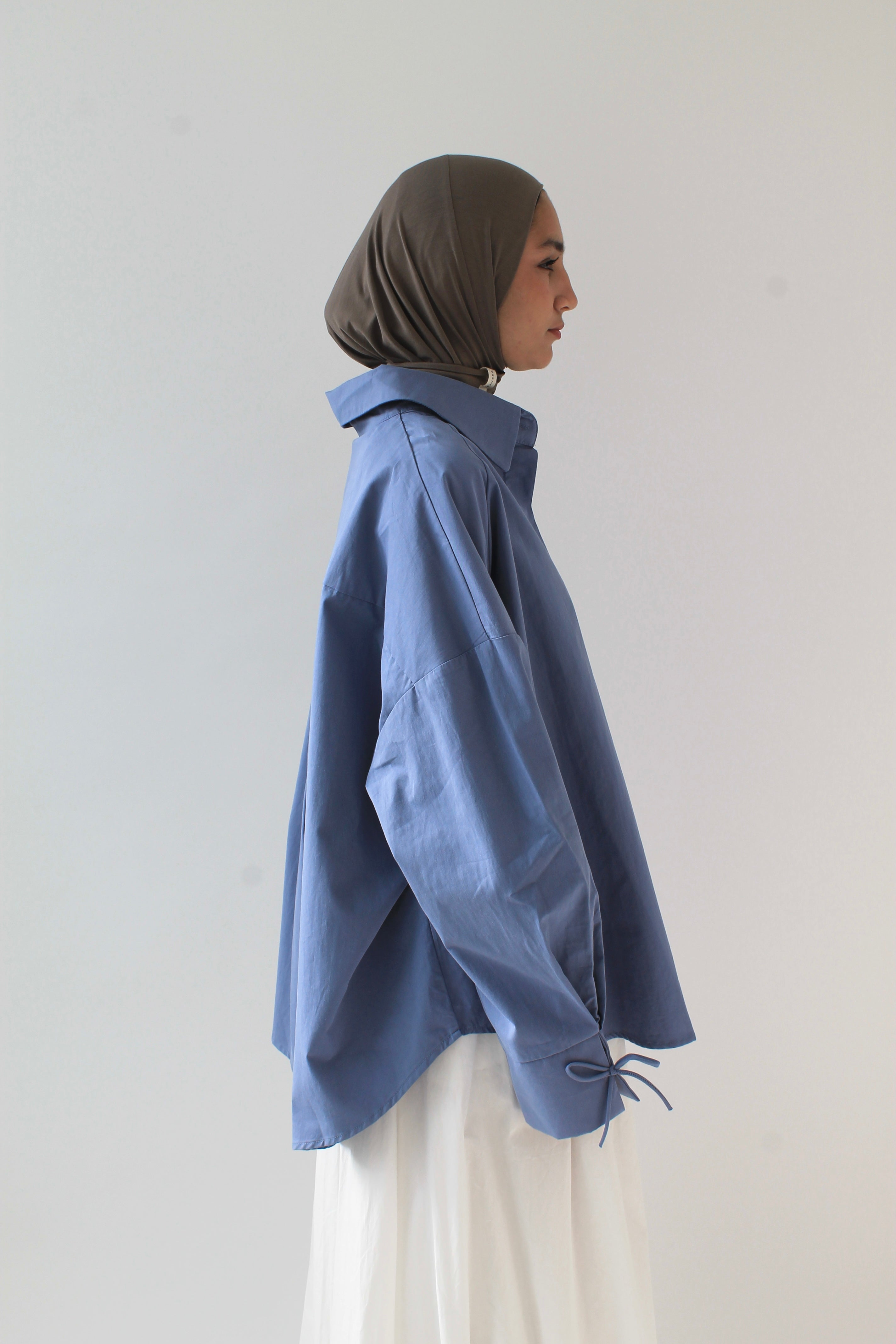 CHEMISE OVERSIZE BLEU OCÉAN Mayssa Mastour