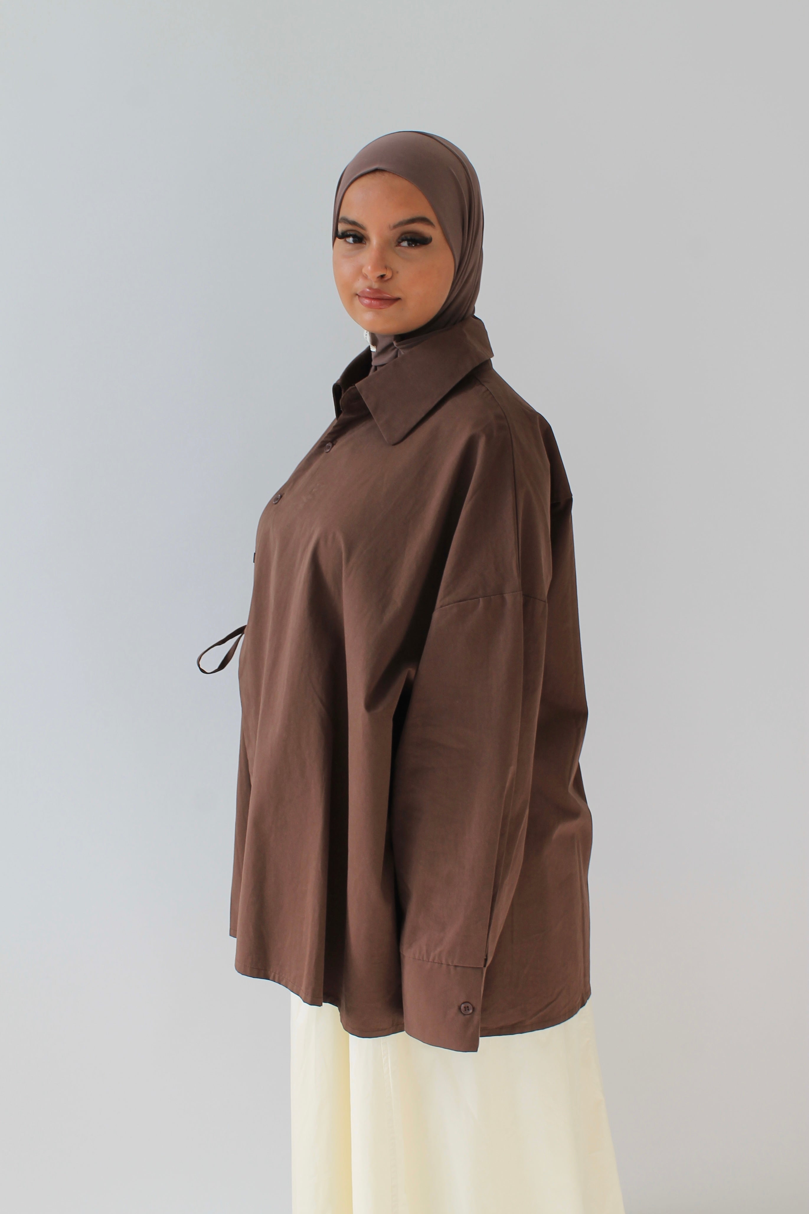 CHEMISE SIGNATURE MARRON Mayssa Mastour